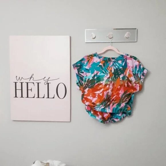 NWT Juicy Couture palm print cotton French Terry crop top & shorts bundle set - Picture 12 of 12